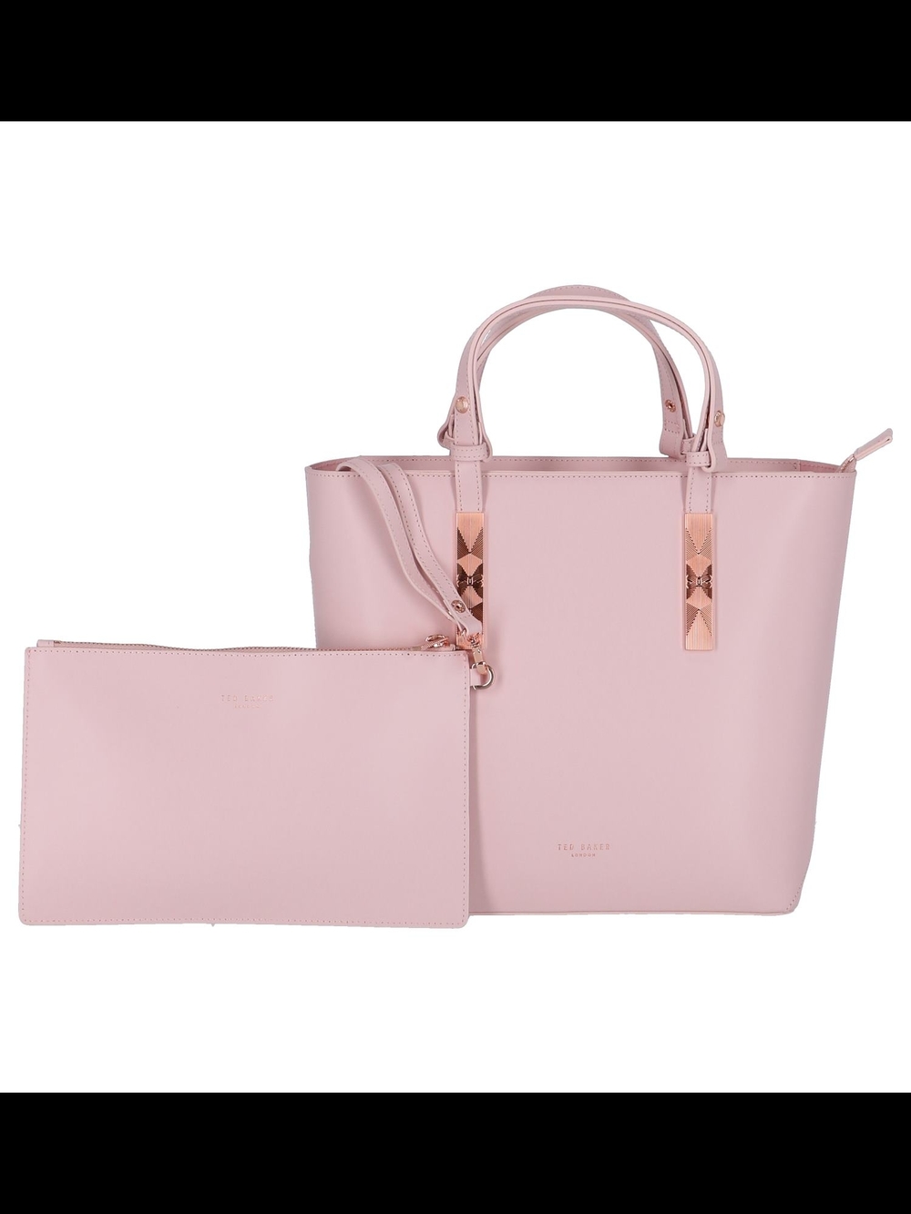 Ted Baker Pink Tote with Detachable Pouch and Rose-Gold Accents